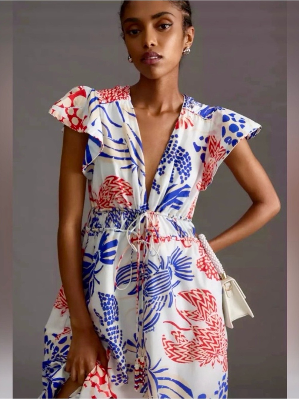 Farm Rio Flutter Sleeve Dress - Picture 2 of 8